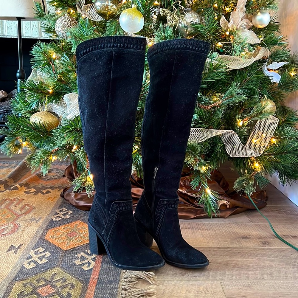 Black over the knee suede boots